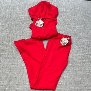 BODY BY RAVEN TRACY Body Basics Matching Set Hoodie Long Sleeve Fire Red Size XL